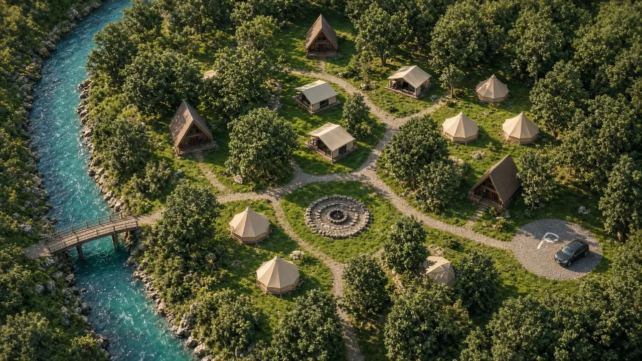 Campsite map in the editor